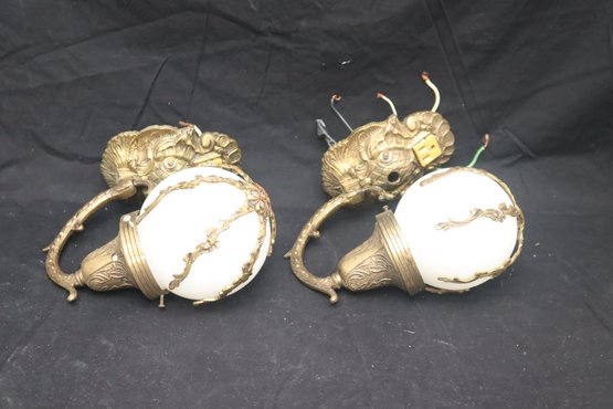 Vintage Brass Wall Sconces (A-53)