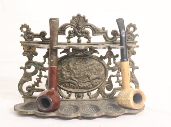 Antique Brass Pipe Rack (a-44)