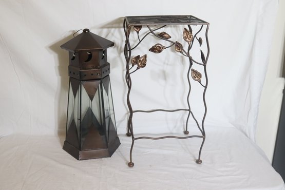 Lighthouse And Metal Leaf Table