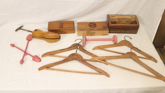 Vintage Wooden Boxes, Hangers, Shoe Stretcher (B-71)