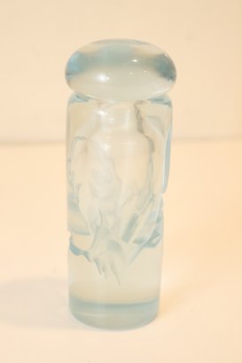 Robert Deeble Signed Nouveau Art Glass Frosted Blue Perfume Bottle