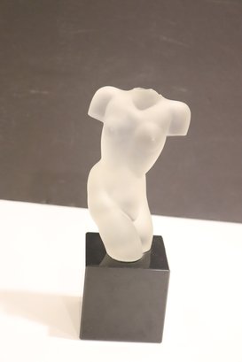 Frost Glass Female Nude On Black Base