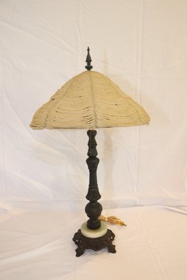 Beaded Lampshade Table Lamp With Onyx On Base (J-2)