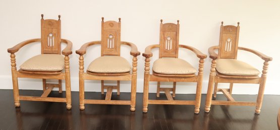 Set Of 4 Japanese Dining Chairs W/ Custom Cushions (L-24)