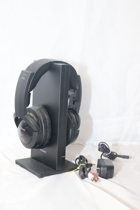 SONY MDR-RF985R Wireless Headphones Black And Transmitter Base TMR-RF985R (H-83)