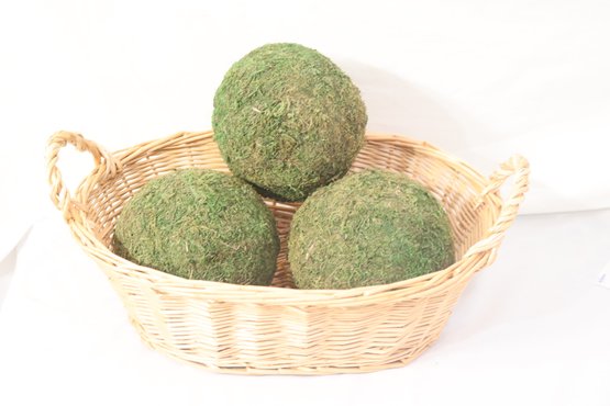 Green Grass Balls In A Basket