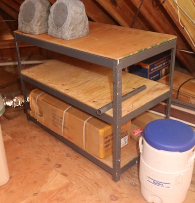 4 Shelf Metal Shelving Unit W/ Plywood Shelves