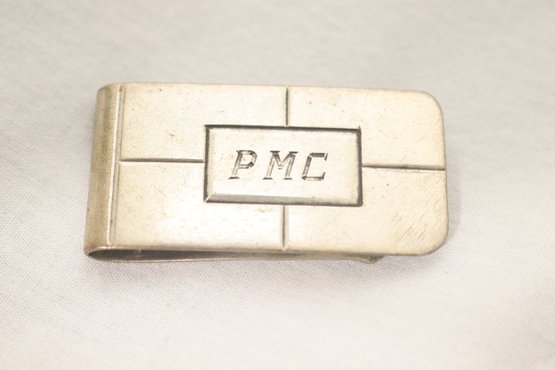 Vintage Sterling Silver Money Clip Monogrammed PMC