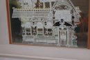 Vintage Greg Copeland Framed Graphic House On Mirror Background (T-7)