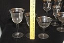Vintage Silver Rim Stemware Glasses