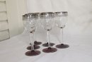 Vintage Silver Banded Red Footed Glasses (B-53)