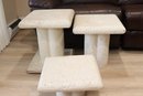 3 Postmodern Cast Faux Coral Stone Square Top Nesting Tables (M-59)