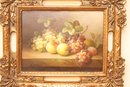 Vintage Framed Still Life Fruit Grapes W COA By W. Jenkins (M-9)