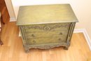 Small Green 3 Drawer Wooden End Table Storage Cabinet
