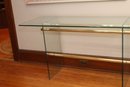 Vintage Pace Mid Century Brass & Glass Console Sofa Table (V-1)