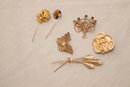 Assorted Gold Tone Pin Brooch Lot (J-6)