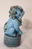 Vintage Blue Glazed Porcelain Foo Dog/Lion Statue Sculpture (A-35)