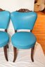 4 Vintage Blue Dining Chairs (A-48)