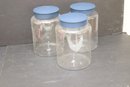 3 Plastic Containers With Metal Tops. (J-19)