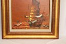 Vintage Framed Sailing Ship Painting  (V-49)