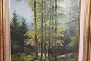 Vintage Framed Signed Forest Painting Brouer (V-54)
