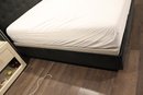 Grey Upholstered Nailhead King Size Bed Frame