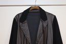 Brown Leather Coat With Black Knit Sleeves (C-10)