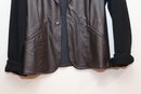 Brown Leather Coat With Black Knit Sleeves (C-10)