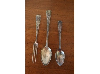 LOT OF 3 STERLING COLLECTOR SPOONS/ FORK