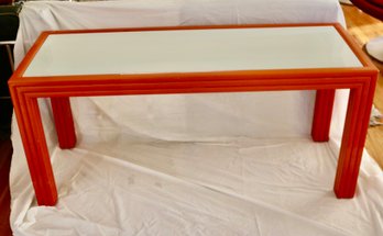 Vintage Orange And White Glass Retro Console Table