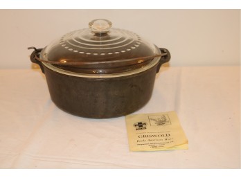 Vintage Griswold Cast Iron Dutch Oven W/ Glass Lid