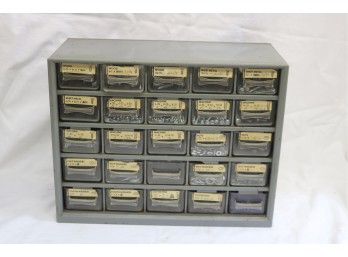 25 Drawer Hardware Tool Box  Filled With Nails Screws And More!