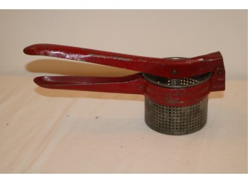 Vintage Potato Ricer Red Handle, Kitchen Utensil