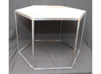 Metal And Wood Polygon Side Table