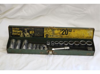 Vintage S-K Socket Set With Metal Tool Box No Ratchet