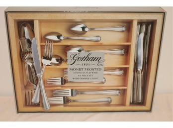 Gorham Monet Frosted Stainless Steel  Flatware Set With Drawer Caddy