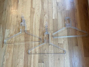 3 Vintage Clear Acrylic Hangers With 2 Wall Hanging Hooks