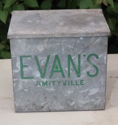 Vintage Evan's Amityville Galvanized Milk Box  (G-36)