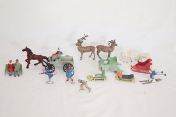 Vintage Lead Figures Ski, Sled, Ice Skating And More! (A-32)