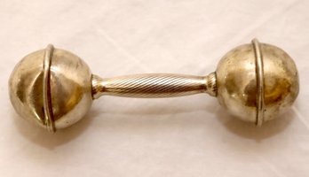 Lunt Sterling Silver Barbell Baby Rattle (R-51)
