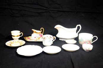 Assorted Vintage China Tea Cups And Saucers, Creamer Gravy Boat  (I-15)