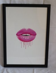 Society6 Pink Lips By Vitor7costa Framed Art Print (A-26)