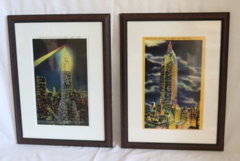 Pair Of New York Art Prints: Empire State And Chrysler Building (A-28)