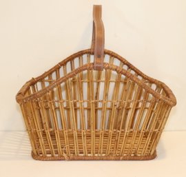 Large Basket With Leather Handle