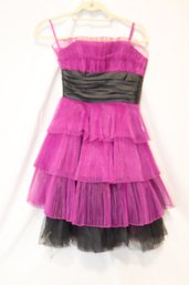 Betsy Johnson Ruffle Purple And Black Dress Size 0 (S-56)