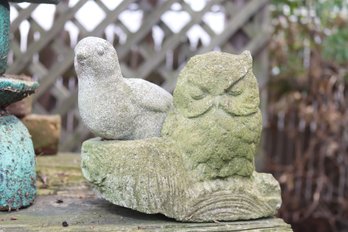 Vintage Cement Owl With Dove!