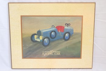 The Clockwork Powered Racing Car Framed Picture For Little Boy's Room (A-33)