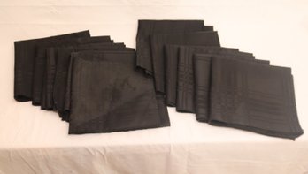 12 Black Linen Napkins (S-65)