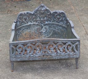 Antique Cast Iron Fireplace Insert Basket Wood Box