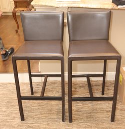 Pair Of Brown Counter Stool Chairs (O-72)